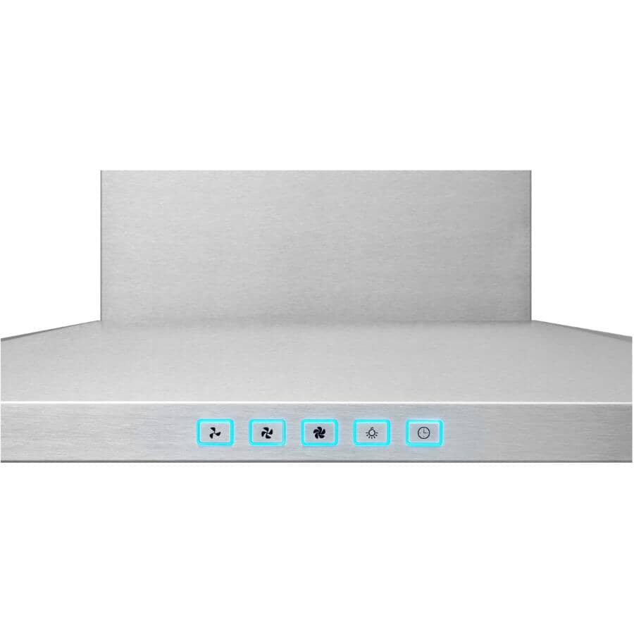Slim Pyramid Wall Mounted Range Hood - with LED Light, 30", Stainless Steel