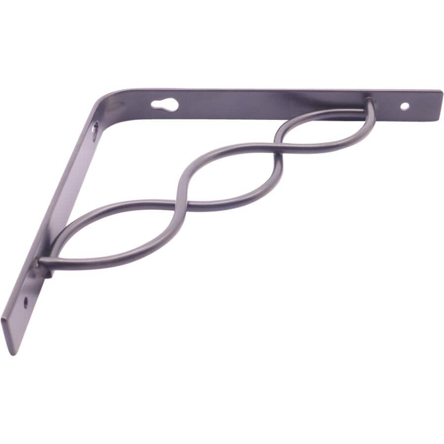 6" x 1" Decorative Scroll Shelf Bracket - Black