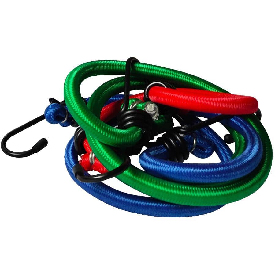Bungee Cords - Assorted Sizes + Colours, 25 Pieces