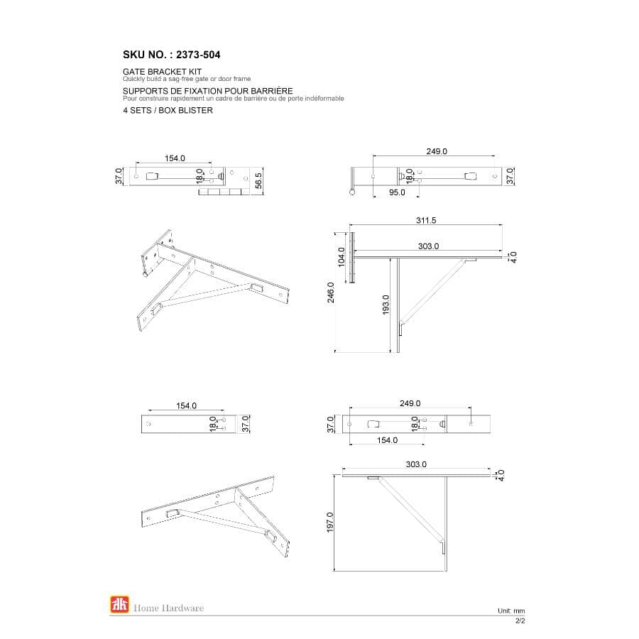 Gate Bracket Kit with Four Brackets