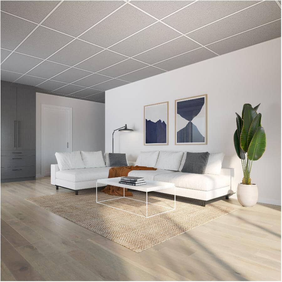 2' x 4' White Fissured Wood Fibre Ceiling Panels - 8 Pack