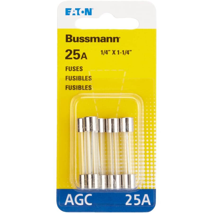 Fact Acting AGC 25 Amp Glass Fuses - 5 Pack