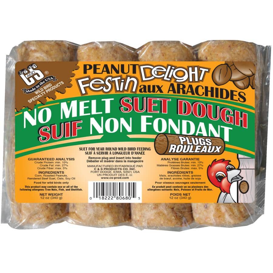 No Melt Bird Suet Dough Plugs - Peanut Delight, 340 g