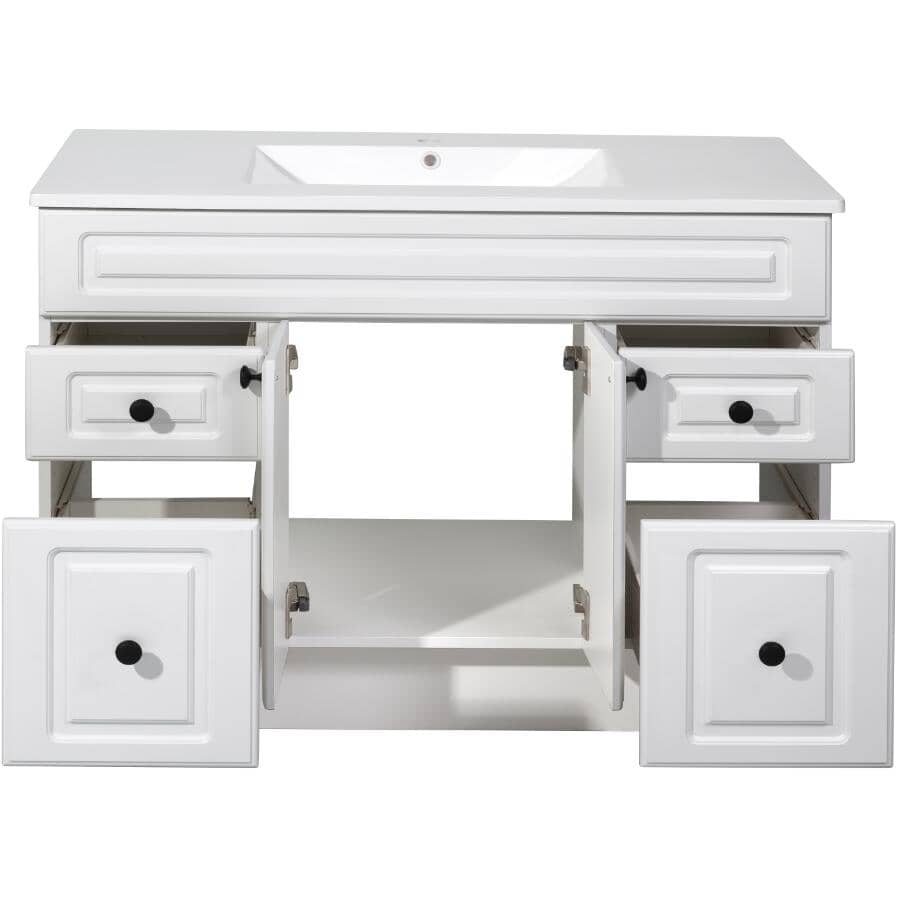 42" W x 21" D Halifax Vanity with Cultured Marble Top - 2 Doors + 4 Drawers, White