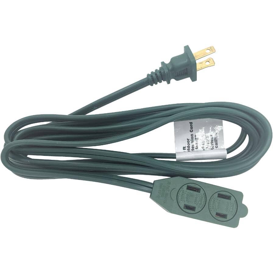 3 Outlet Outdoor Extension Cord - Green, 3 m