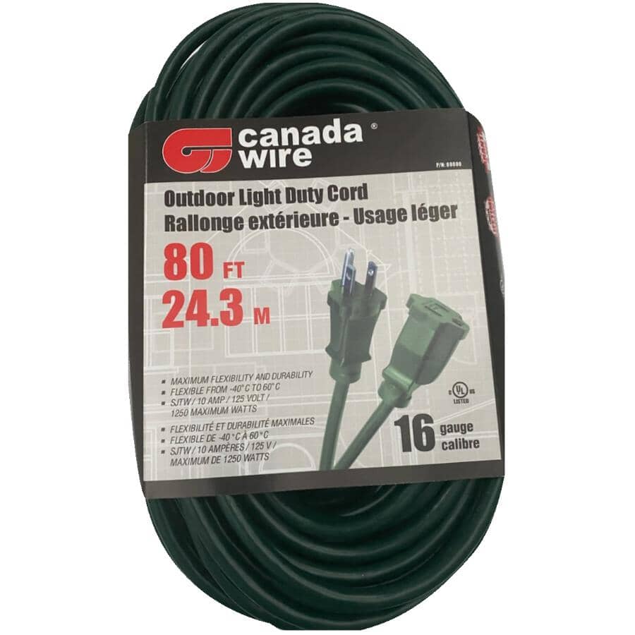 SJTW Green Outdoor Extension Cord - 24 m