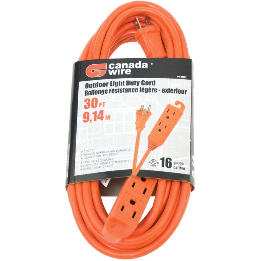 SJTW Orange Outdoor Extension Cord - 3 Outlets, 9.1 m