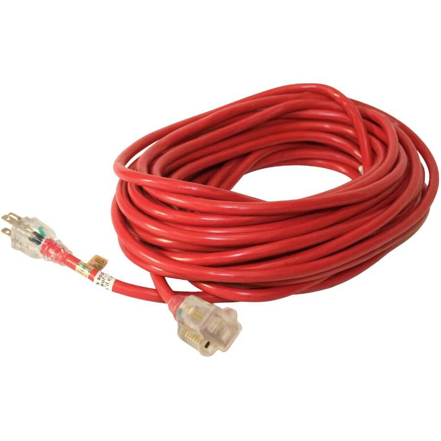 SJTW Red Outdoor Lighted Extension Cord - 15 m