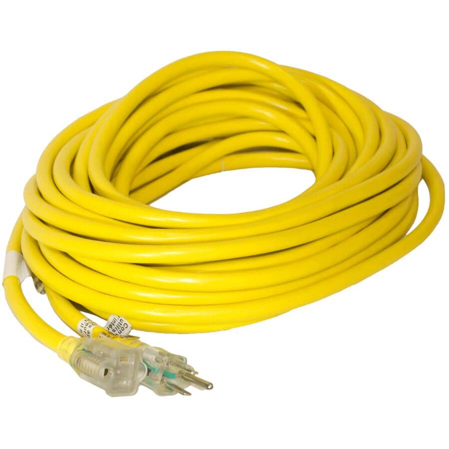 SJTW Yellow Outdoor Heavy Duty Lighted Extension Cord - 15 m