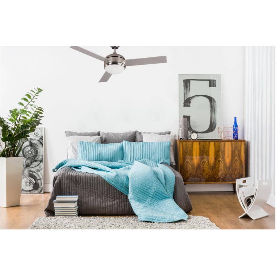 Calibre 48" Ceiling Fan with Light & Remote - Reversible Blades, Brushed Pewter