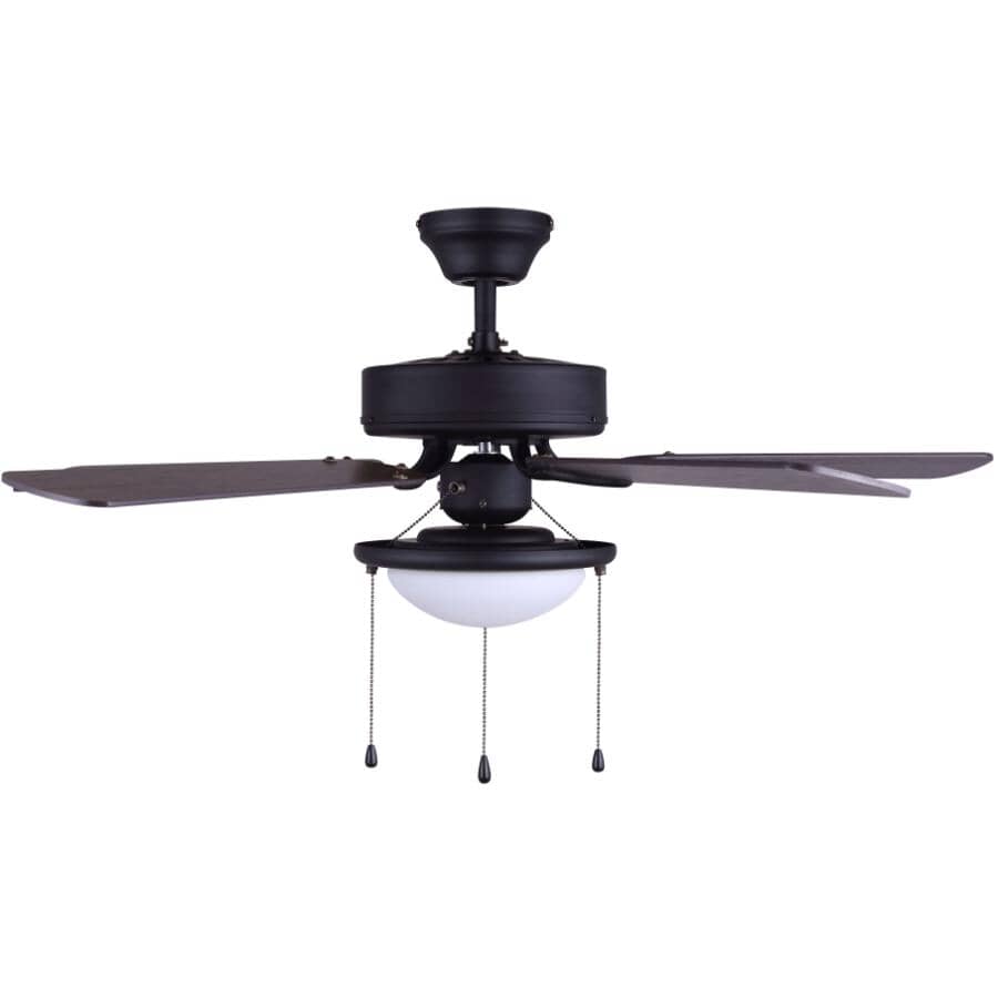 Cutler 42" Ceiling Fan with Light - Reversible Blades, Matte Black