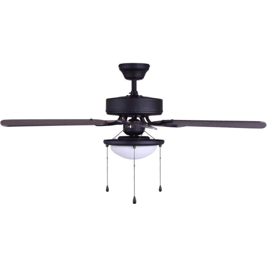 Cutler 42" Ceiling Fan with Light - Reversible Blades, Matte Black