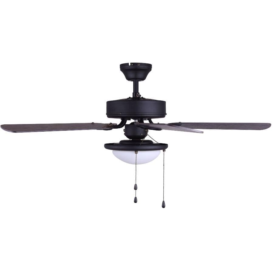 Cutler 42" Ceiling Fan with Light - Reversible Blades, Matte Black