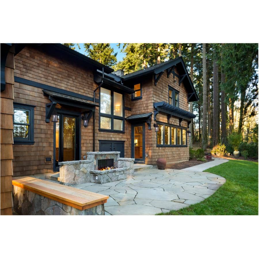 Outdoor Downward Coach Light Fixture - Black with Clear Bevelled Glass, 12"