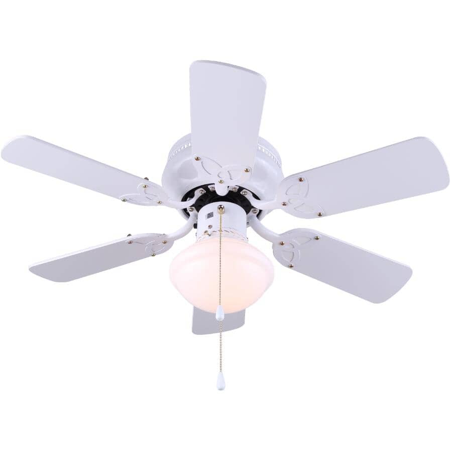 Twister 30" Ceiling Fan with Light - Reversible Blades, White