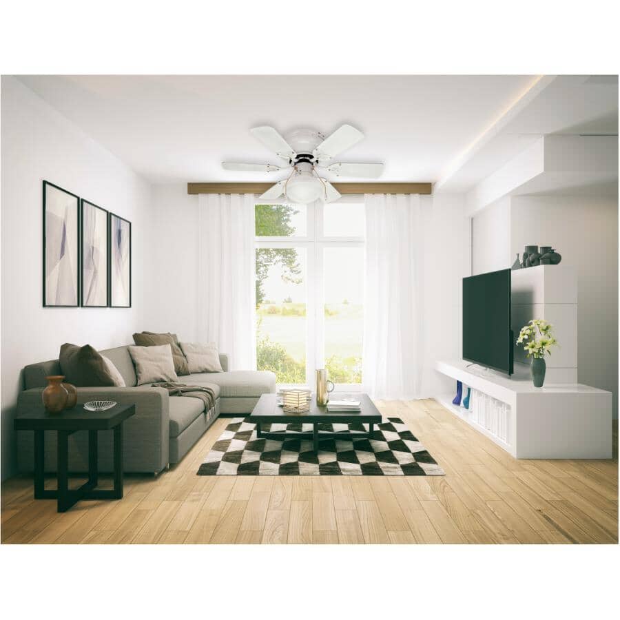 Twister 30" Ceiling Fan with Light - Reversible Blades, White