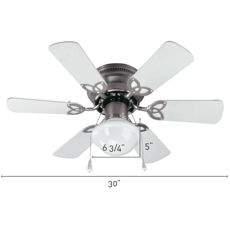 Twister 30" Ceiling Fan with Light - Reversible Blades, Brushed Pewter