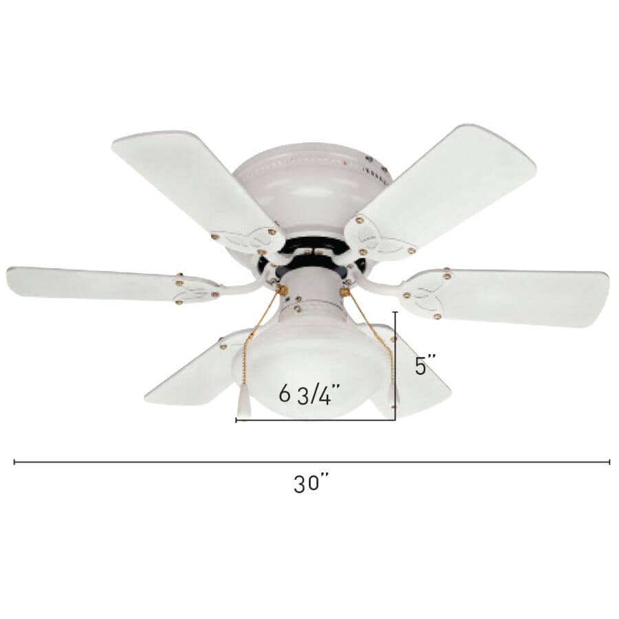 Twister 30" Ceiling Fan with Light - Reversible Blades, White