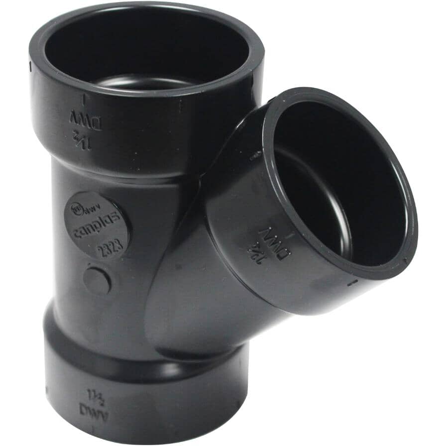 1-1/2" Hub x 1-1/2" Hub x 1-1/4" Hub ABS 45 Degree Reducing Wye