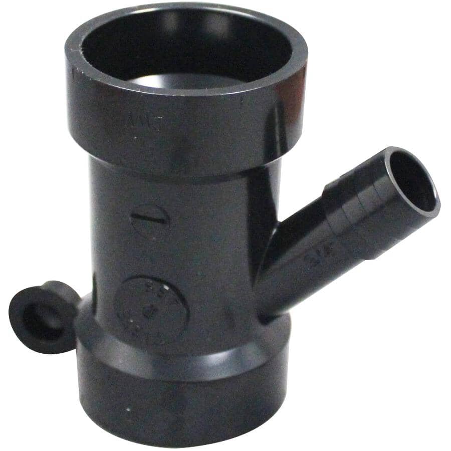 1-1/2" Hub x 1-1/2" Hub x 3/4" Spigot ABS Dishwasher Wye