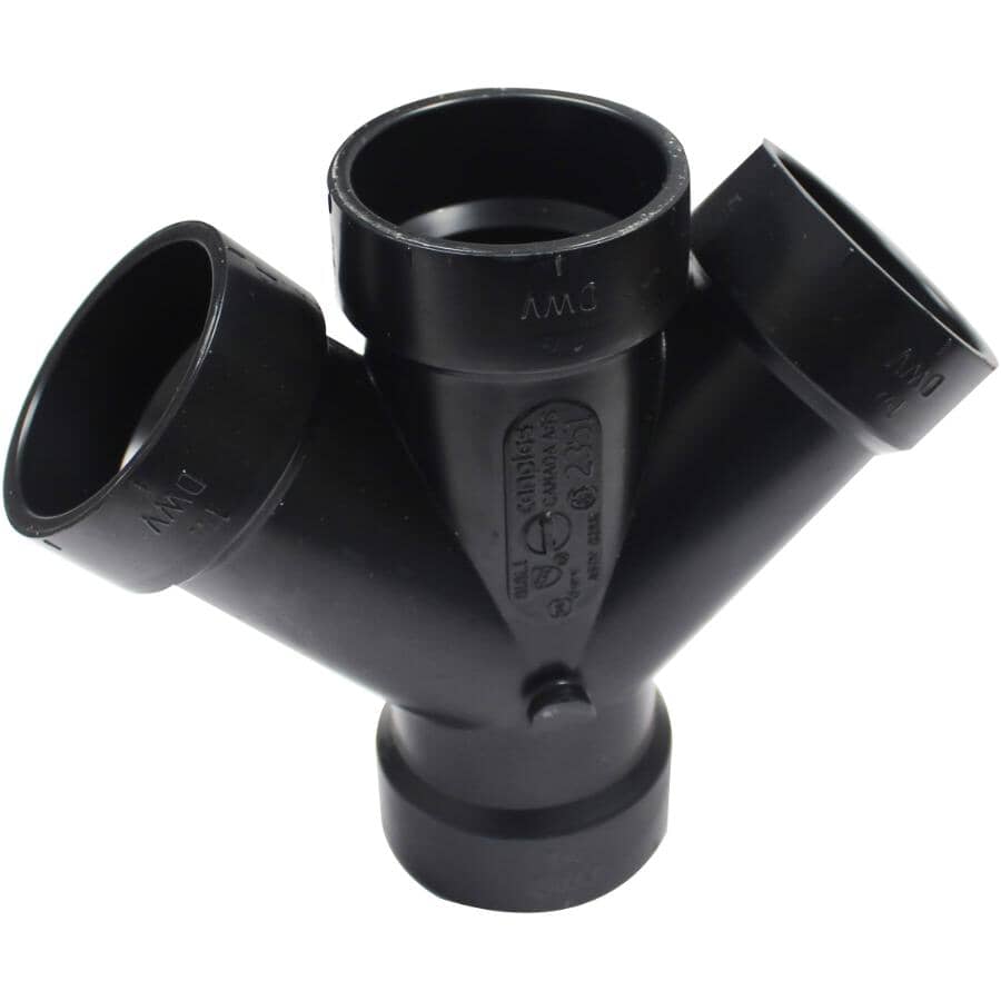 1-1/2" Hub x Hub x Hub x Hub ABS 45 Degree Double Wye