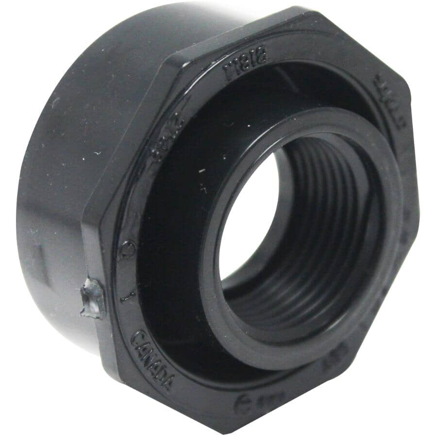 1-1/2" Spigot x 3/4" FPT Socket ABS Flush Fitting Bushing