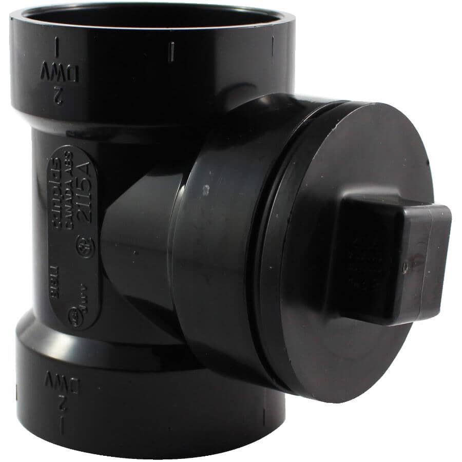 2" Hub x Hub ABS Cleanout Tee with Plug