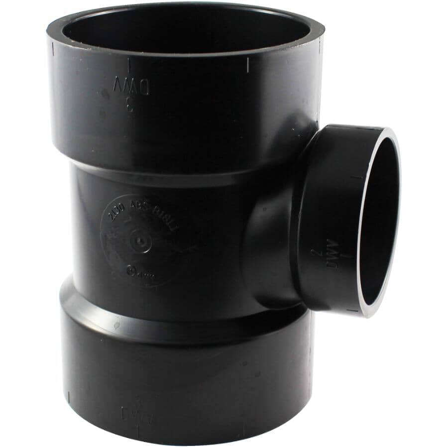 3" Hub x 3" Hub x 2" Hub ABS Sanitary Tee