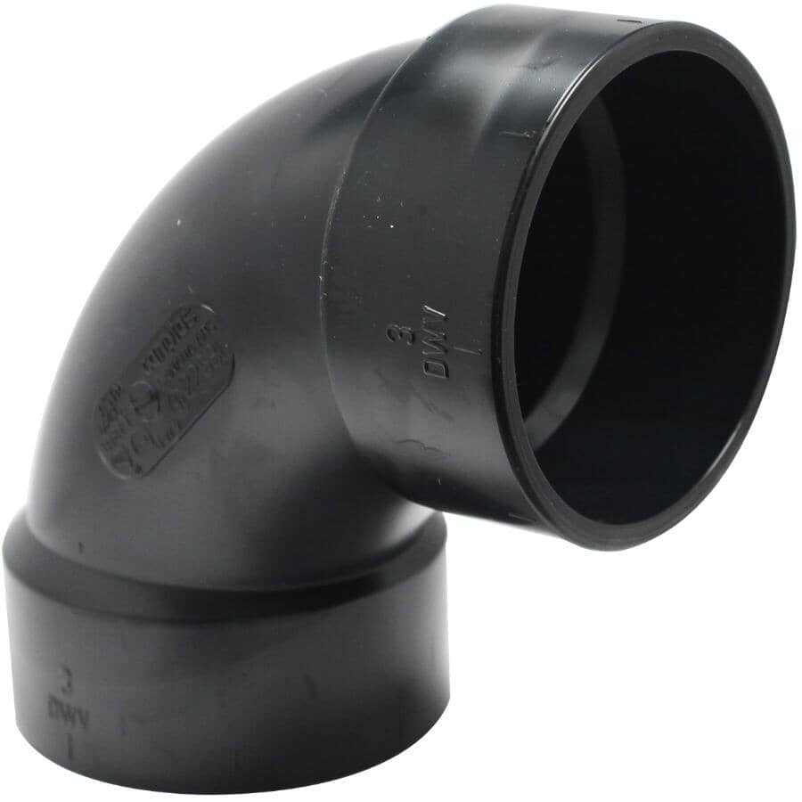 3" Hub x Hub ABS 90 Degree Long Turn Elbow