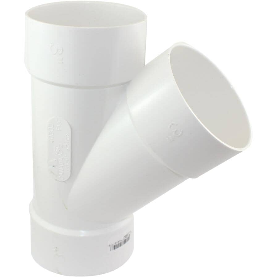 3" Hub x Hub x Hub 45 Degree PVC Sewer Wye