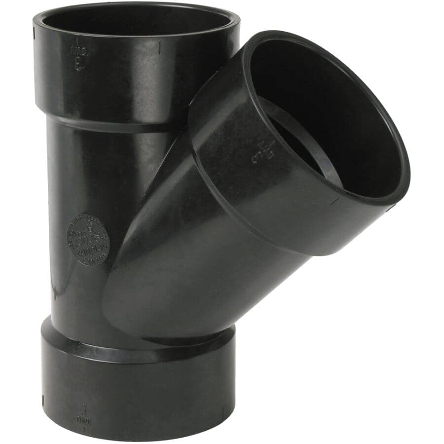 3" Hub x Hub x Hub ABS 45 Degree Wye