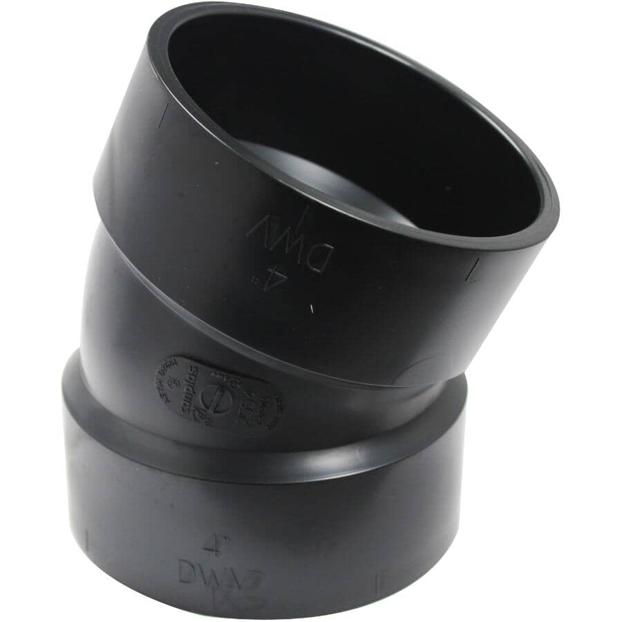 4" Hub x Hub ABS 22.5 Degree Elbow