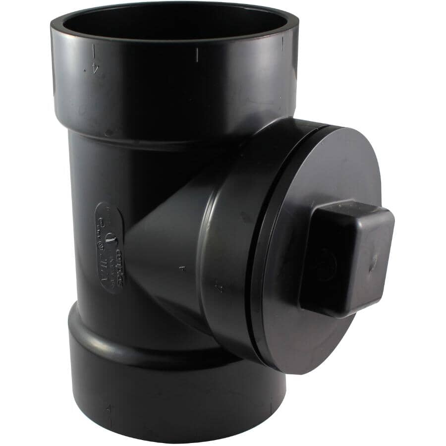 4" Hub x Hub ABS Cleanout Tee with Plug