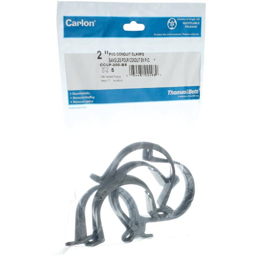 5 Pack 2" 2 Hole PVC Conduit Clamps