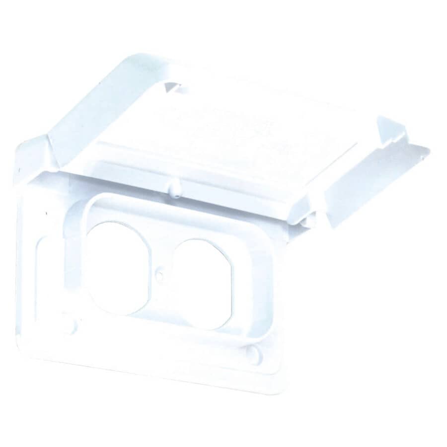Horizontal White Weatherproof Duplex Receptacle Cover