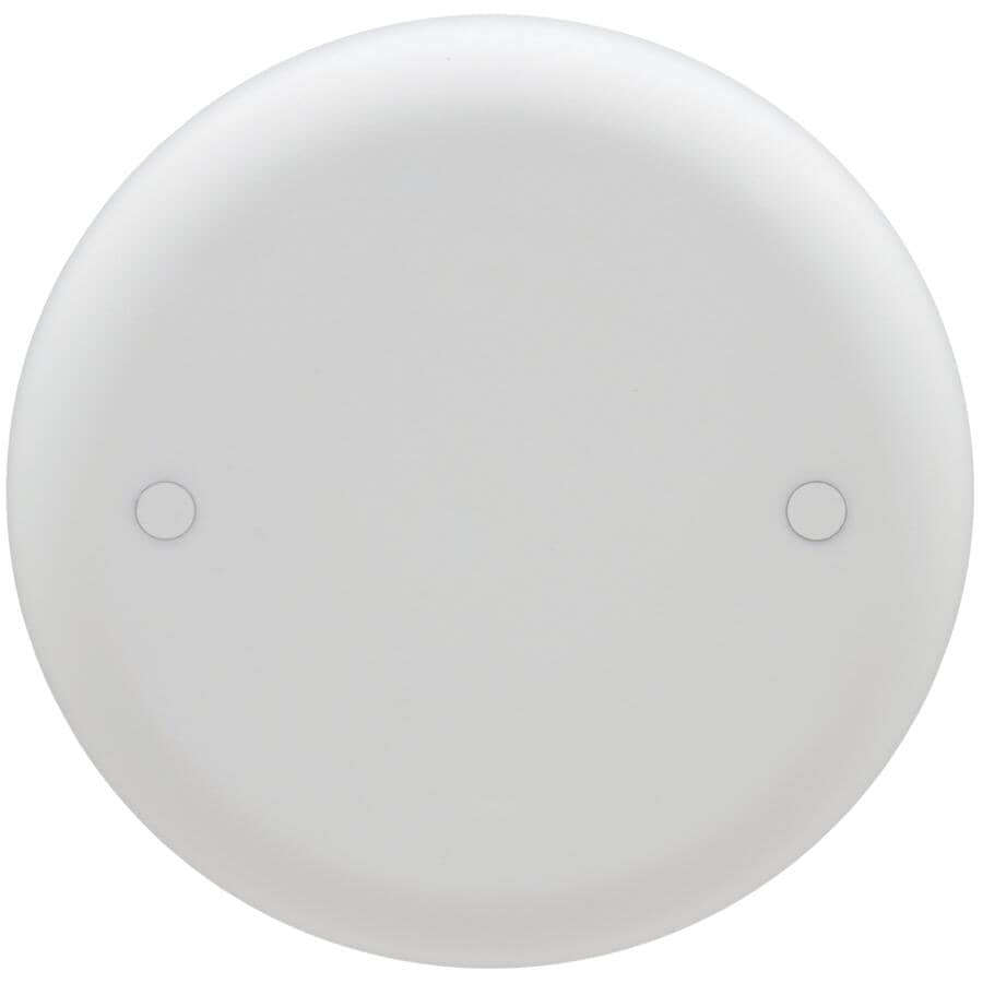 White Round Flat Single Box Blank Ceiling Cover - 4"