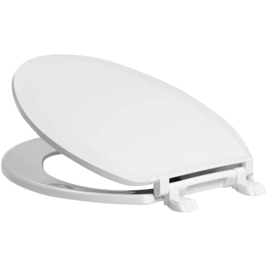 Elongated Plastic Toilet Seat - with Closed Front, White
