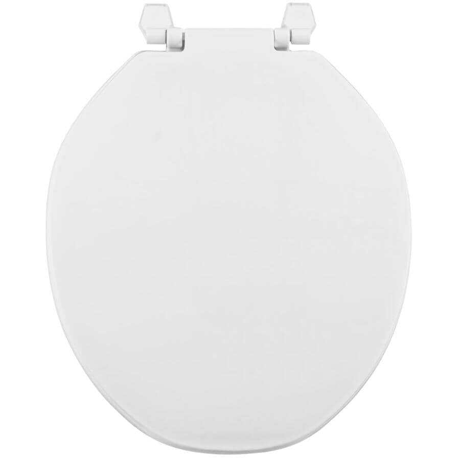 Round Plastic Toilet Seat - with Closed Front, White