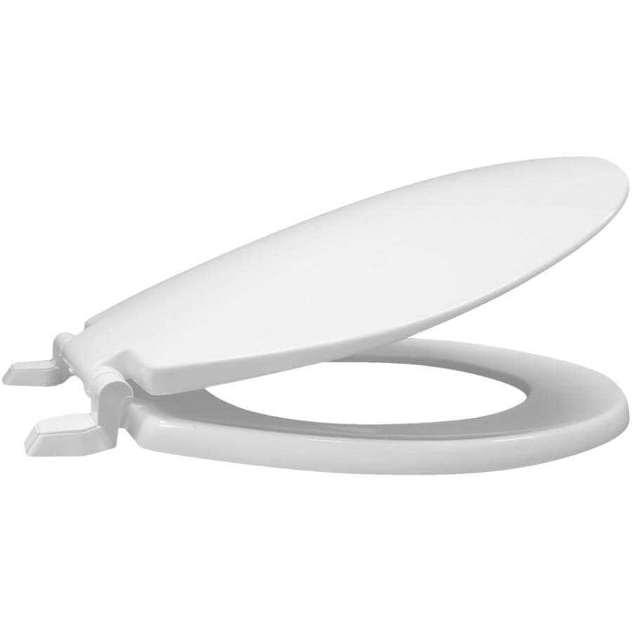 Round Plastic Toilet Seat - with Closed Front, White