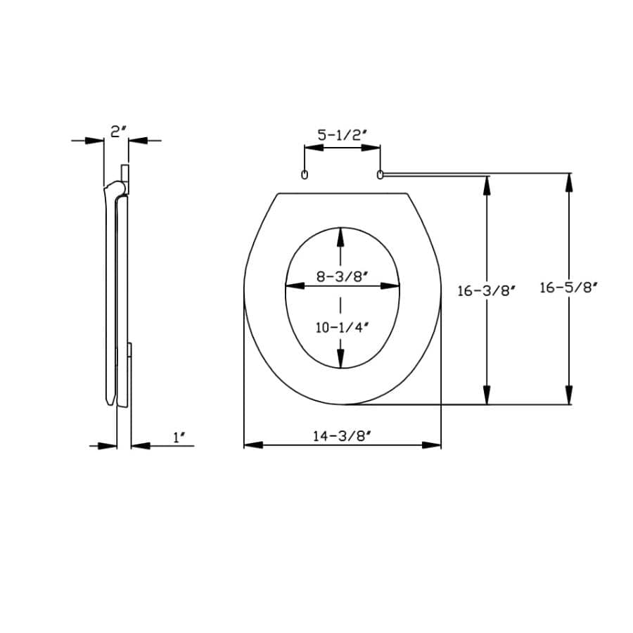 Round Plastic Toilet Seat - with Closed Front + Slow Close + Lift & Clean, White
