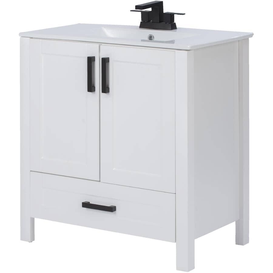 30" W x 18" D Clare Vanity with China Top - White