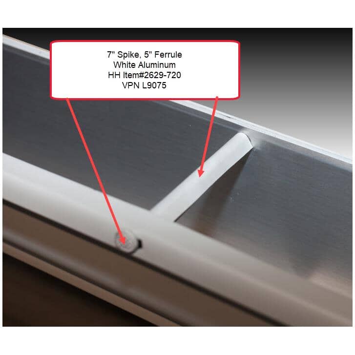 7" Aluminum Gutter Spikes & 5" Ferrules - White, 10 Pack
