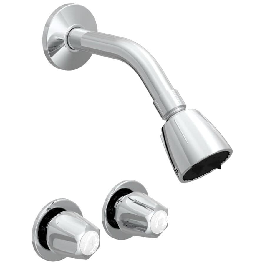 2 Handle Shower Stall Faucet - with ShowerHead, Chrome