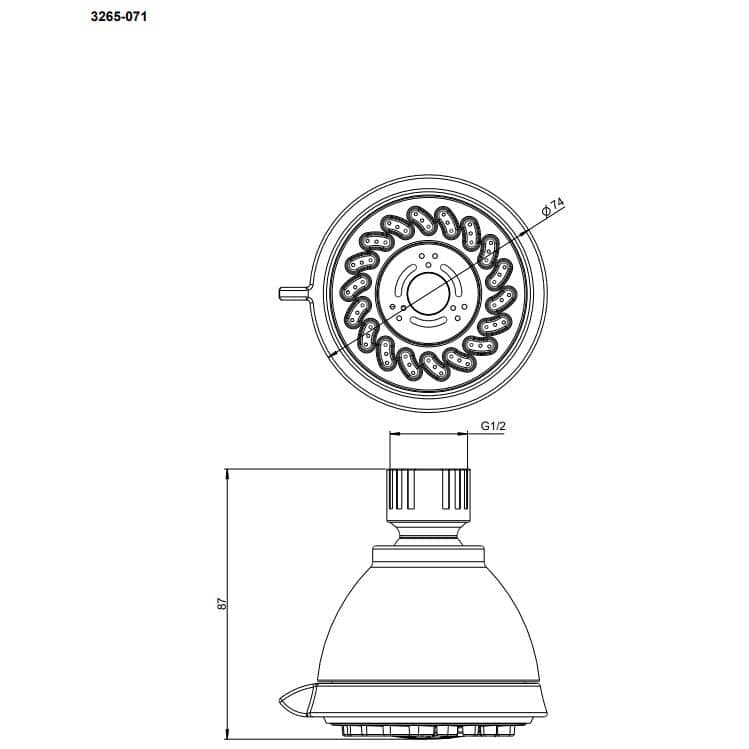 3 Setting Wall Mount Showerhead - Chrome Plated