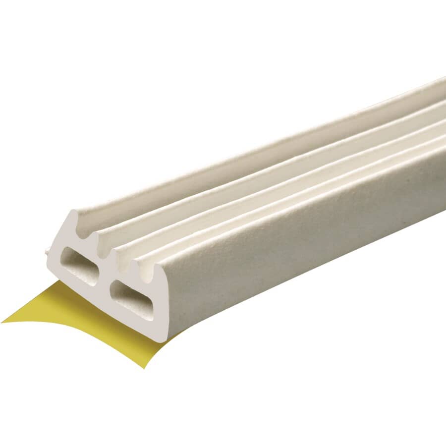 19/32" x 5/16" x 17' White M Type Rubber Weatherstripping Tape