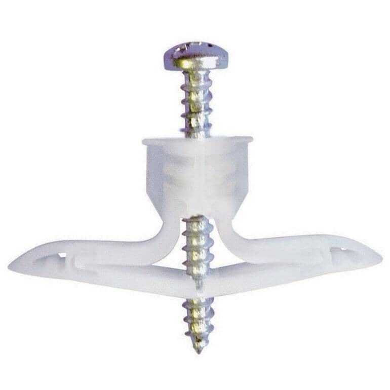 1/4" Long Light Duty Nylon Toggle Anchors - with Screws, 4 Pack