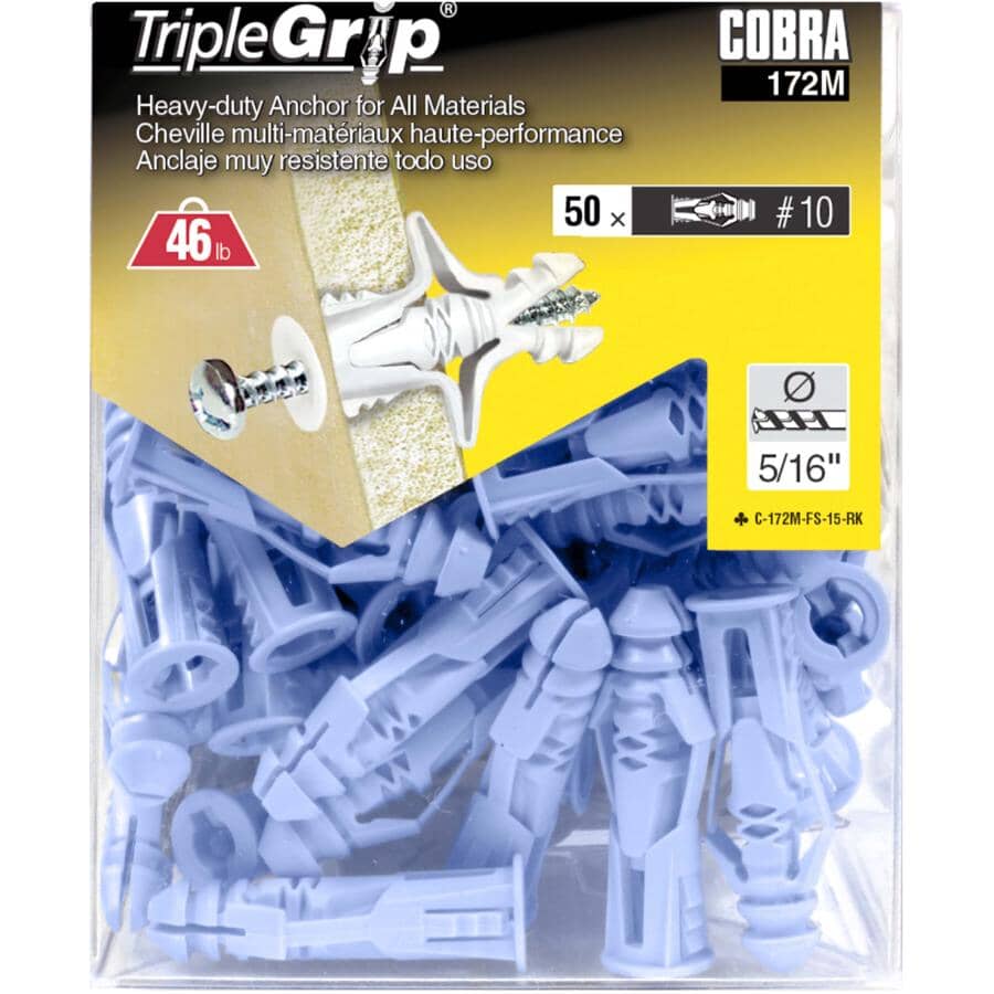 50 Pack #10 Blue Plastic Anchors