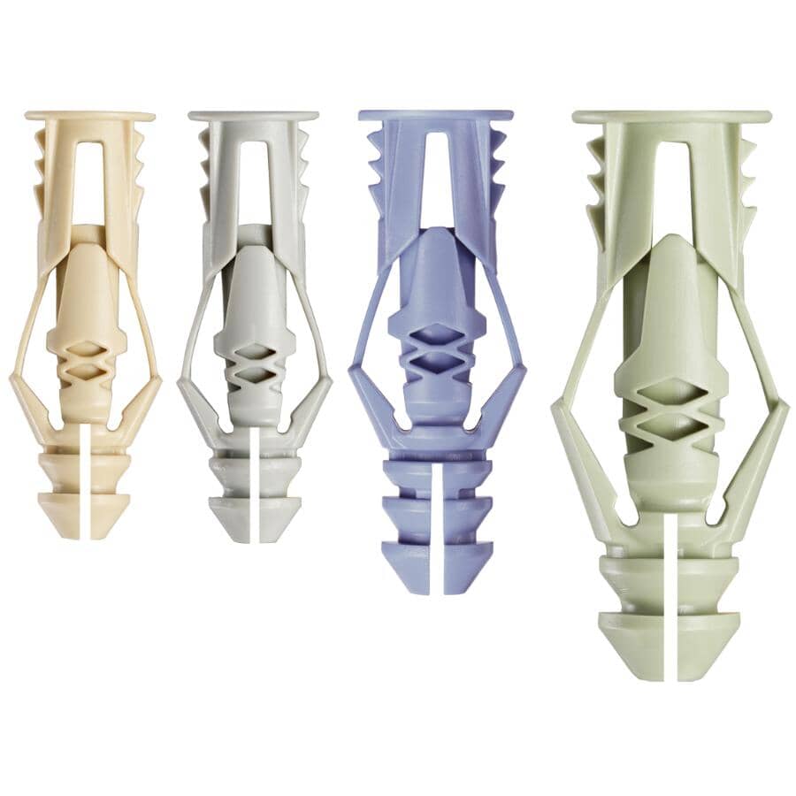 50 Piece Plastic Anchor Kit, Assorted Colours and Sizes