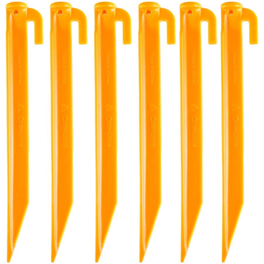 9" Plastic Tent Pegs - 6 Pack