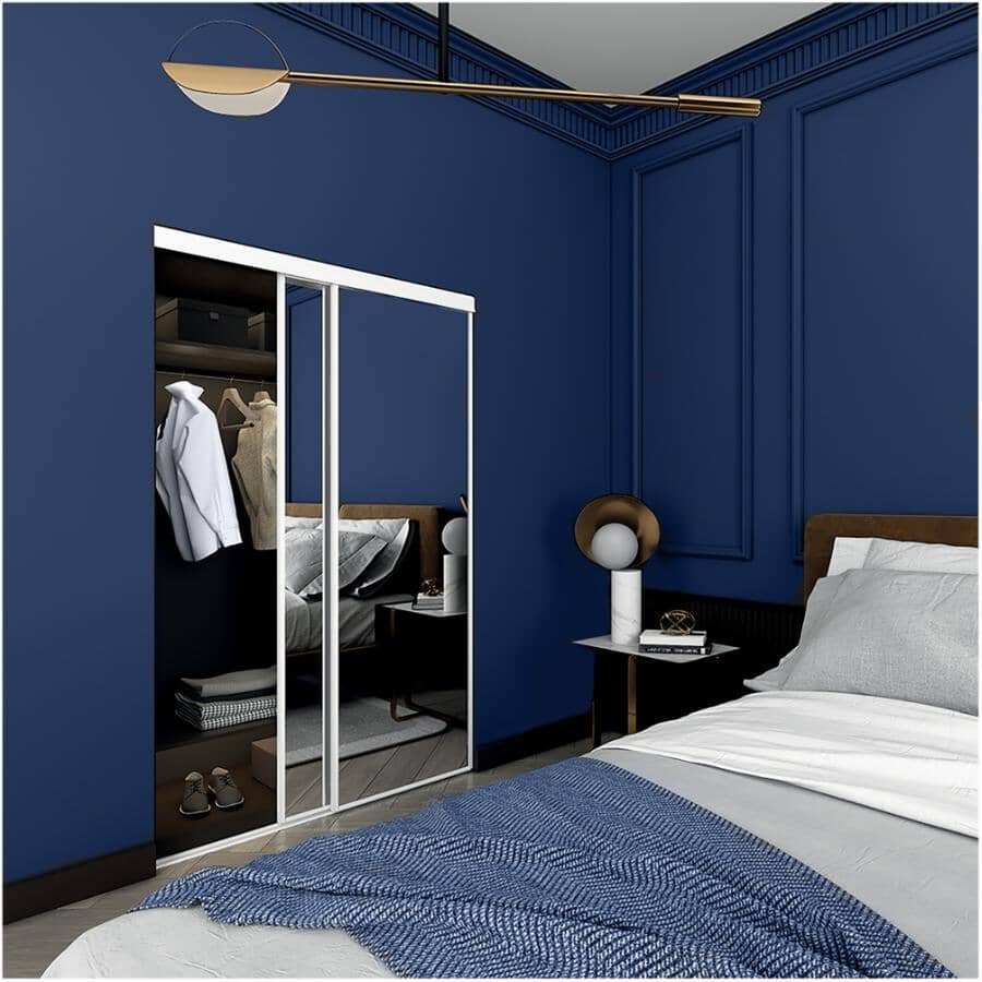 Mirror Sliding Closet Door - Top Roll + White, 60" x 80"